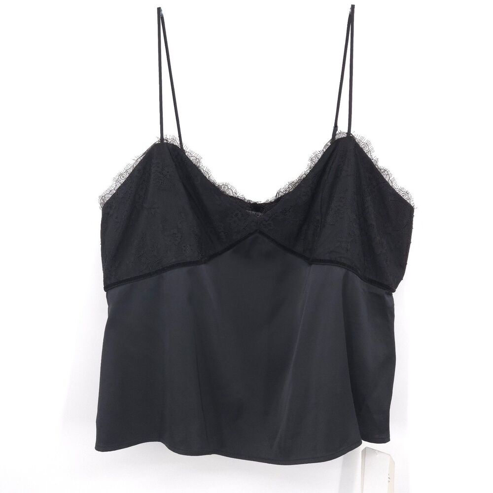 Abercrombie & Fitch NWT black lace and satin babydoll cami‎ top Size XL